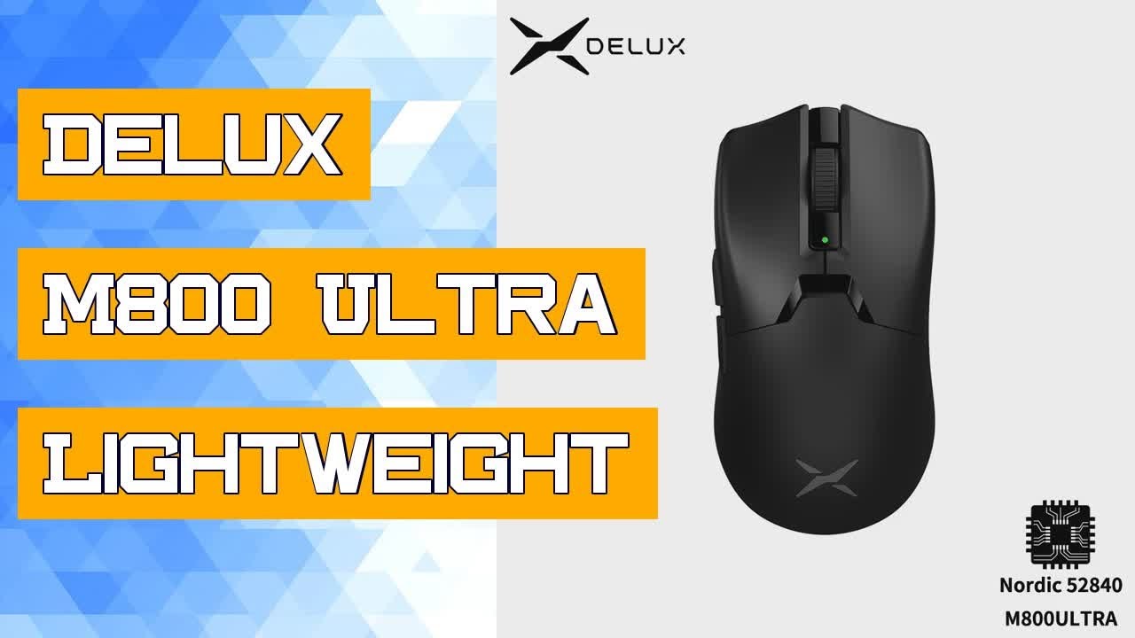Delux M800 Ultra Lightweight 49g PAW3395 Wireless Bluetooth Tri-Mode Gaming Mouse 26000DPI 4K Compat