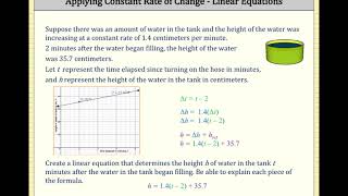 Applying the Constant Rate of Change - Linear Equations and Functions