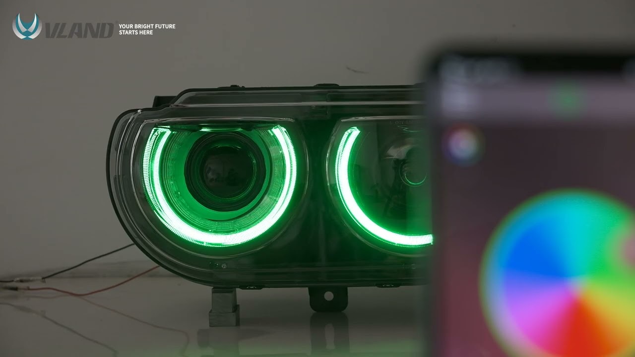 VLAND LED RGB Halo Headlights For 2008-2014 Dodge Challenger