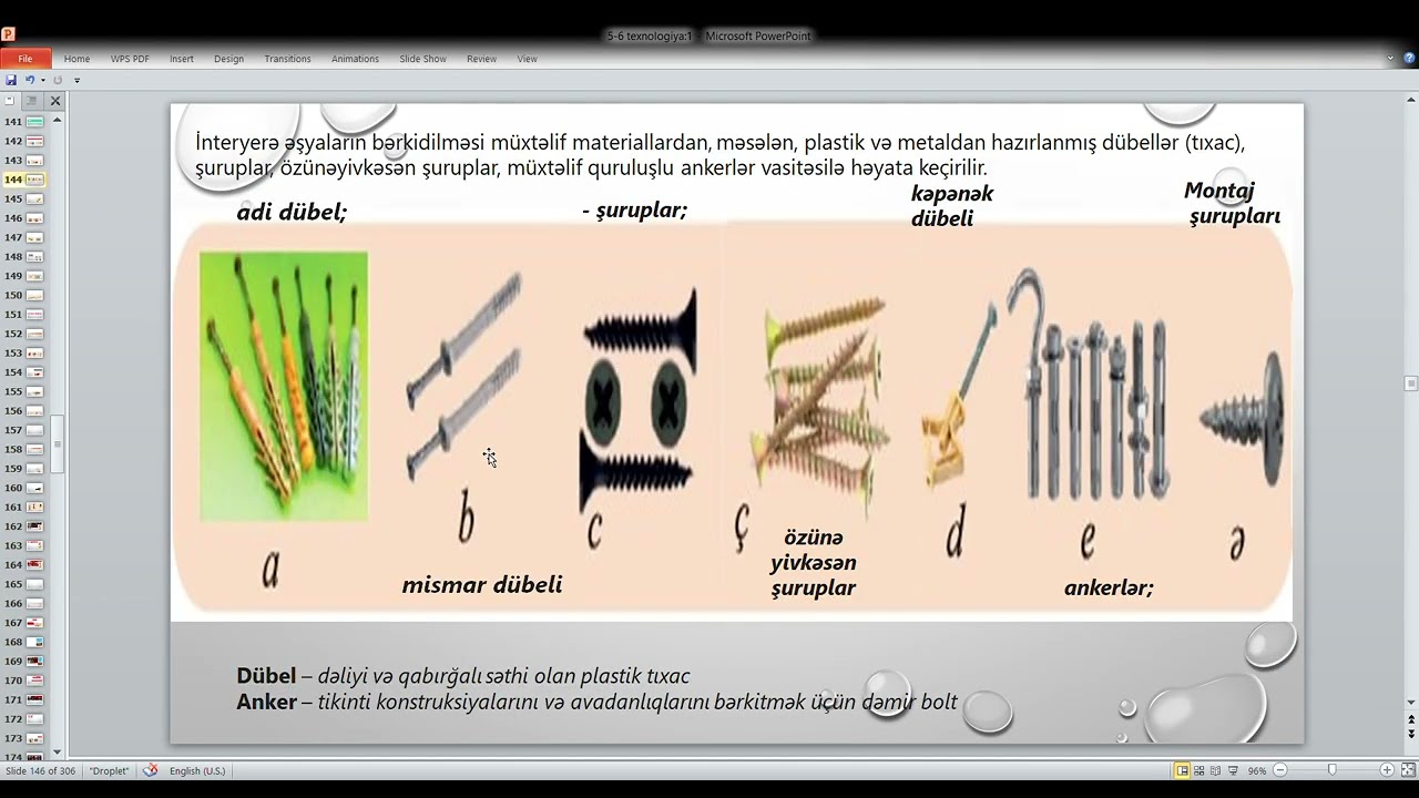 Texnologiya 6 Mövzu 3 DİVAR ƏŞYALARININ BƏRKİDİLMƏSİ VƏ BƏRKİTMƏ YERLƏRİNİN TƏMİRİ TEXNOLOGİYASI