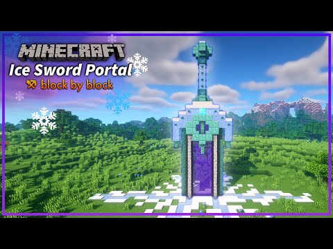 Minecraft: Ice Sword Nether Portal Tutorial | How to Make a Winter-Themed Nether Portal or Statue