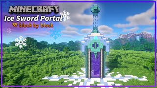 Minecraft: Ice Sword Nether Portal Tutorial | How to Make a Winter-Themed Nether Portal or Statue