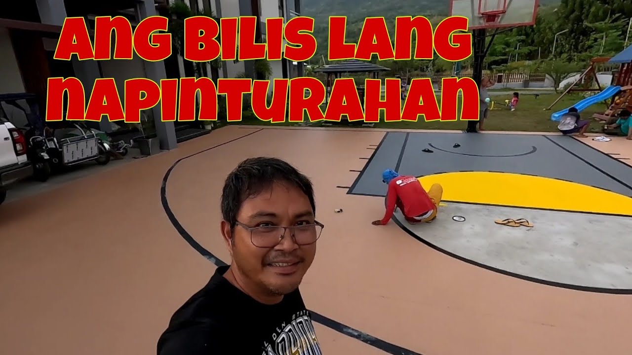 Basketball court painting naisingit nanaman ok na kaya ang 2 balde Basketball court painting naisingit nanaman ok na kaya ang 2 balde