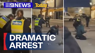 Knife-wielding man tasered outside Melbourne shopping centre | 9 News Australia