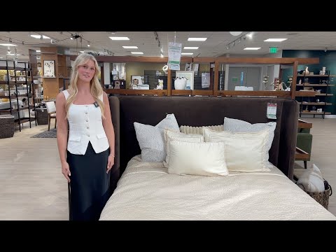 37B Formosa Bacall Upholstered Wingback Platform Eastern King Bed in Cola Velvet - video from NFM