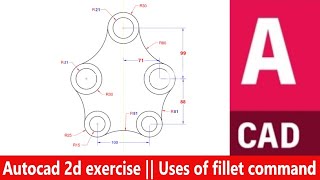 AutoCAD 2d exercise || uses of fillet & polar array command