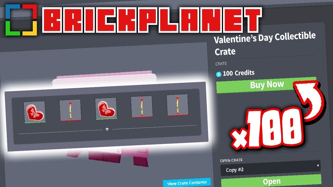 Unboxing 100 Valentines Day Collectible Crates In Brick Planet Limited - everyone send me friend request on roblox brickplanet