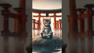 Cat Meditating in front of Torii #cat #meditation #music