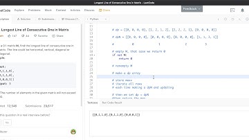 Google Coding Interview Question: Longest Line of Consecutive Ones in Matrix