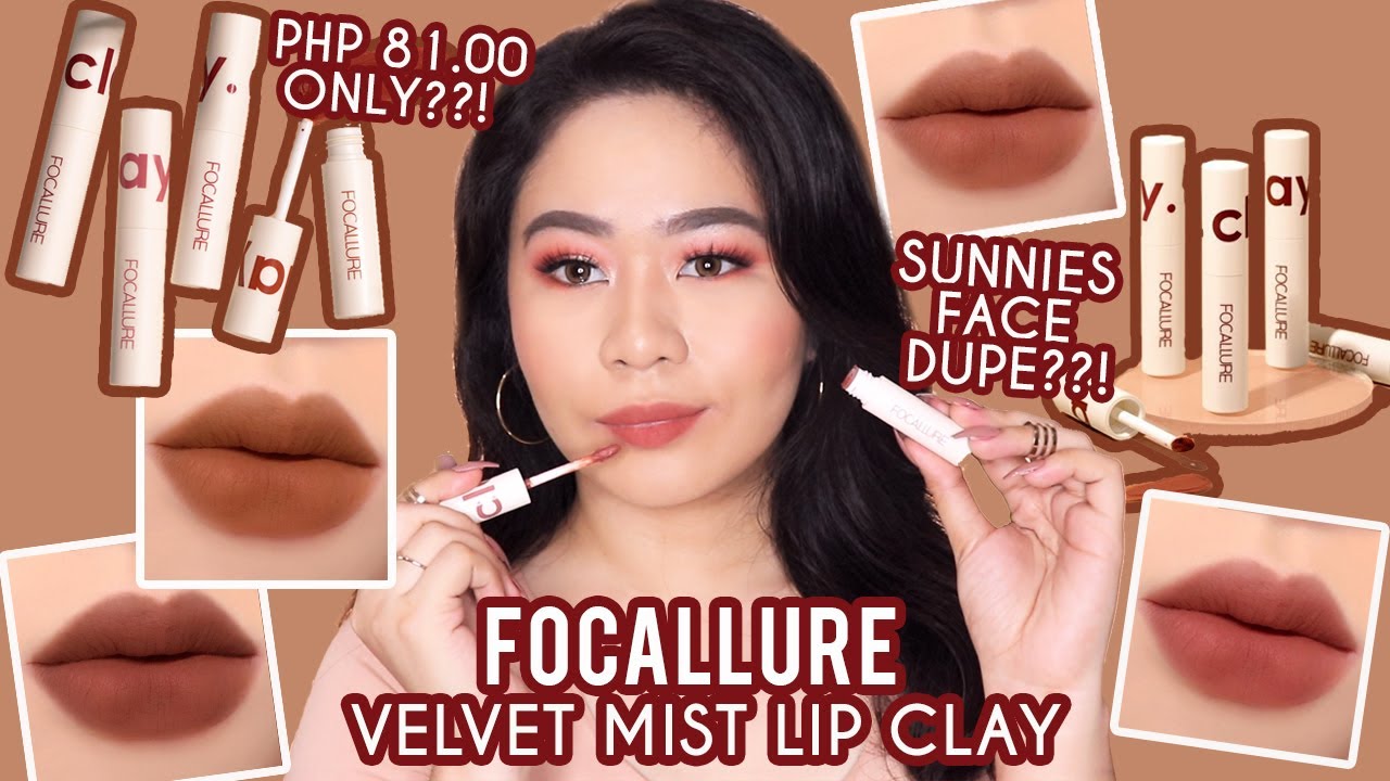 SUNNIES FACE LIP DIP DUPE?! FOCALLURE VELVET MIST LIP CLAY Review