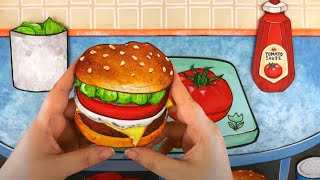 Hamburger set [stopmotion cooking]  Stop Motion Paper With French fries and cola / ASMR