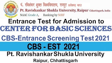 PRSU CBS EST 2021 Centre for Basic Science Admission 2021-22  | prsu cbs exam form 2021 | CBS 2021