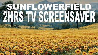 Sunflower and Poppy Field, Textured Oil Painting | 4K Framed TV Art Screensaver | 2 Hours