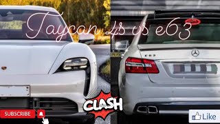 Mercedes E63 AMG vs Porsche Taycan 4s Turbo vs Nissan 350z Drag race