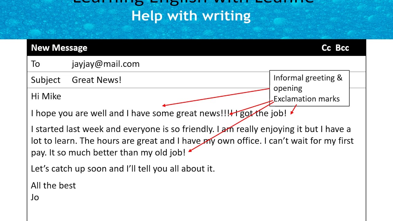 Write Informal Emails in English- Good News & Reply 30.30- A New Job