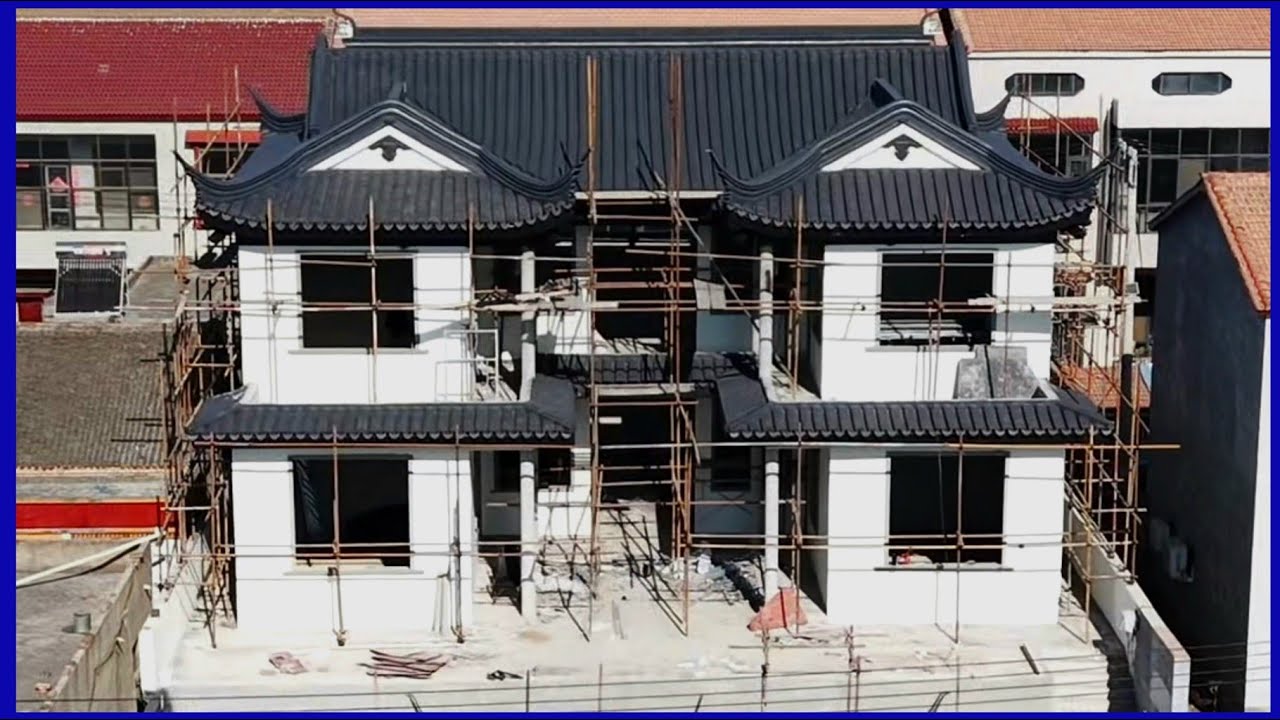 How the Chinese build a house with monolithic concrete in the style of a four-door courtyard