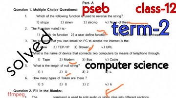 pseb class-12 computer science model test paper (solved) term-2