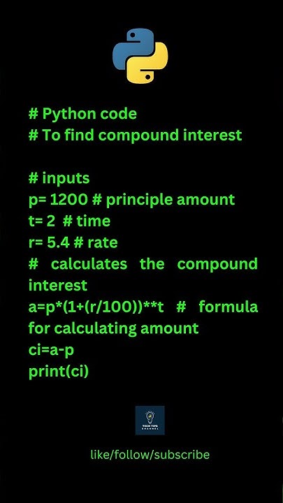 Python code To find compound interest #shorts #python - YouTube image.