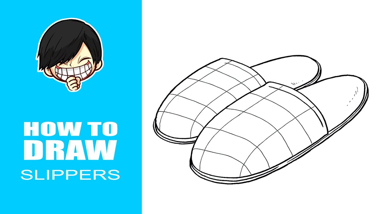 Slippers line drawing sketch vector  wall stickers outline man cartoon   myloviewcom