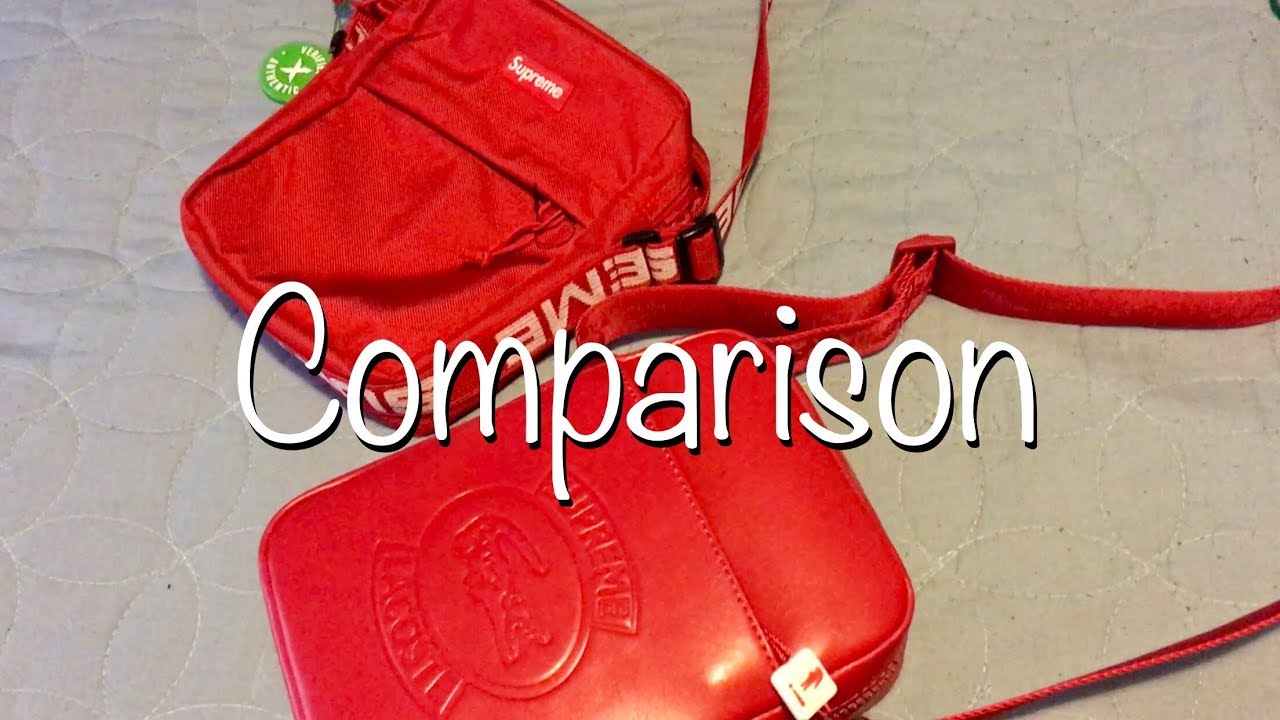 Supreme SS18 Week1 Week9 Shoulder Bag Comparison Lacoste Red - YouTube