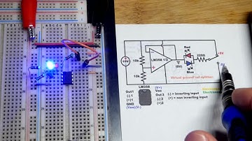 Op amp split virtual ground to simulate a dual power supply demo circuit