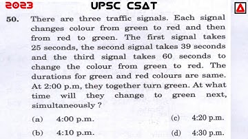 L.C.M Based | There Are Three Traffic Signals. Each Signal Changes Colour From Green To Red | CSAT