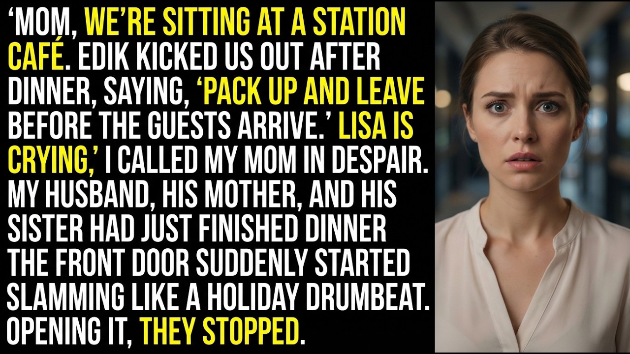 MOM, WE’RE SITTING IN A STATION CAFÉ. EDIK KICKED US OUT, SAYING, ‘GET OUT BEFORE THE GUESTS ARRIVE