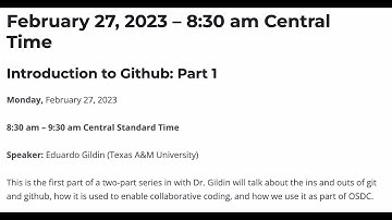 OSDC Technical Seminar - February 27, 2023 - Introduction to Github - Eduardo Gildin