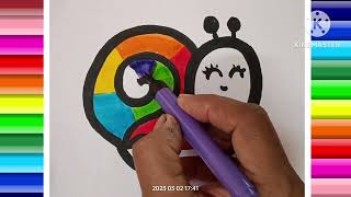 How To Draw Snail Drawing, Colouring And Painting For Kids & Toddler Lets Draw Snail