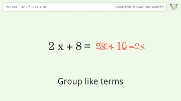 Solve 4x+8=2x+10: Linear Equation Video Solution | Tiger Algebra