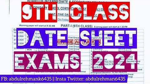 9th class date sheet 2024 - class 9th date sheet 2024 - date sheet 9th class 2024 - exams date sheet