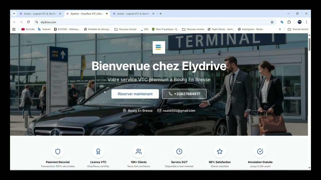 Créer un site web VTC & Taxi automatique et GRATUIT avec Evolvir | Widget de réservation facile