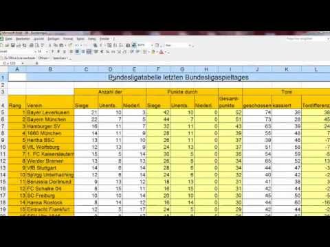 Excel Bundesligatabelle Mp4 Youtube