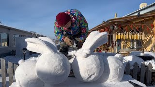 一山不能容二虎涛哥怎么解释？雪雕兔子完成，过年领对家回家