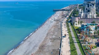 Batumi sea beach, modern city Georgia 2025