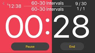 30 x (60 seconds - 30 seconds) intervals by Interval Timer: Custom Workout app
