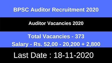 BPSC Auditor Recruitment 2020 | BPSC Auditor Online form 2020 | BPSC Auditor Vacancy
