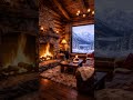 Cozy fireplace burning in a snowy mountain house. | Relaxing Winter Ambience for Sleep & Study
