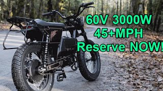 Powerful Moped Style Ebike 60v 3000 Watt 45+MPH!