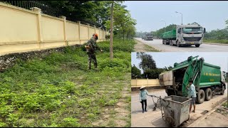 The 200m long sidewalk has been completely cleared with the help of garbage collection vehicles