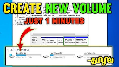 how to create new volume in laptop in tamil / how to create new partition on windows 7,8,10,11 tamil