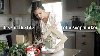 Days in my life as a soap artist | making green tea soap, new soap packaging, peony bath bombs