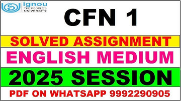 CFN 1 solved assignment 2025 in Hindi || CFN 1 solved assignment 2025 || ignou CFN1 2025