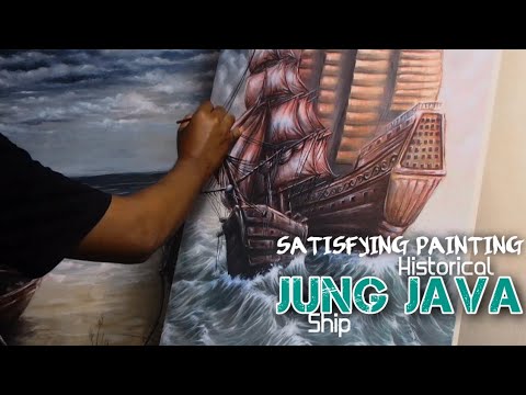 Calm & Satisfying Painting | Creating a Historical 'Jung Java' Ship with Acrylics