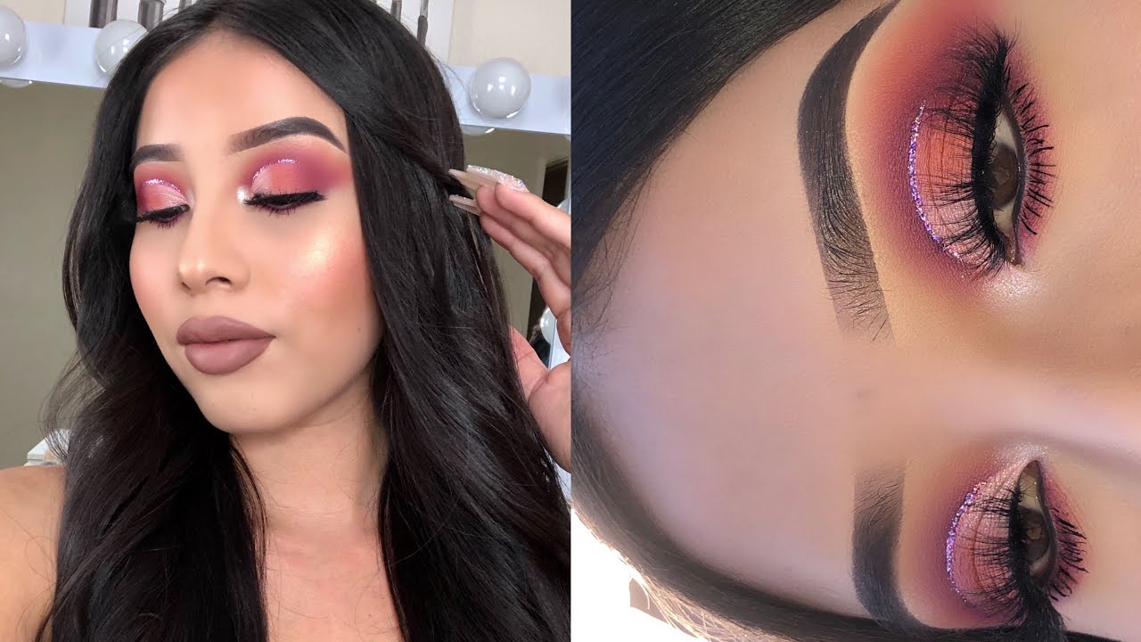 BERRY FALL GLITTER CUT CREASE ✨ video to gif