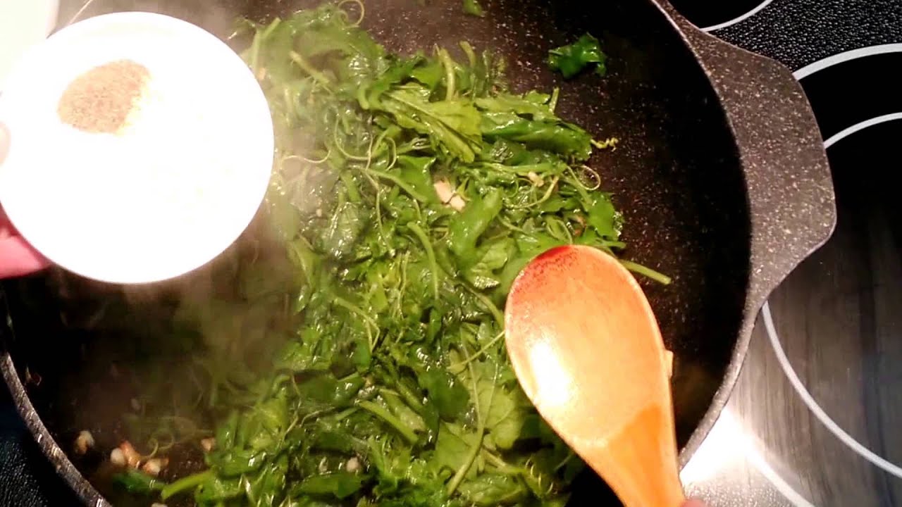 Stir Fry Bitter Melon Vines Leaves With Eggs Youtube