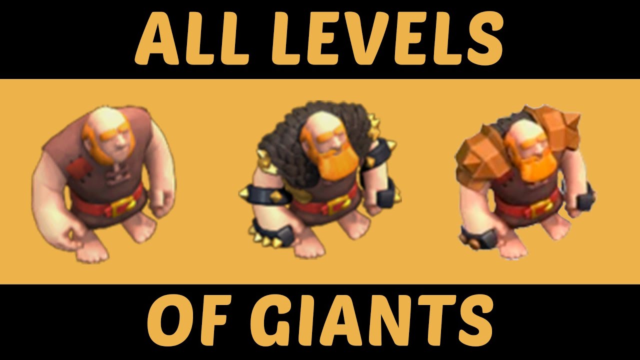 [Level 1 to Level 9] Giants all levels comparison | All Levels Showcase | Clash of Clans