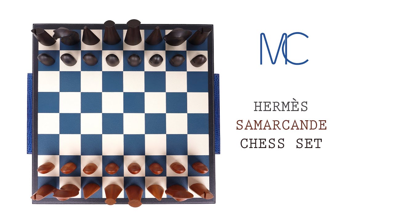 Hermes Samarcande Chess Set Sycamore Mahogany Crocodile Handle • MIGHTYCHIC  • 