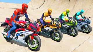 Racing Spiderman Motorcycles - Craziest Spiked Mega Loop Track