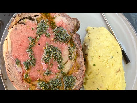 Open fire rotisserie prime rib